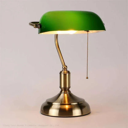 DecorBites™ Glass Lampshade Bank Desk Table Lamps White Green LED Light E27