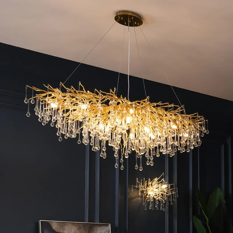 DecorBites™ Crystal LED Chandelier: Elegant Modern Luxury Ceiling Lighting for Living Room Decor