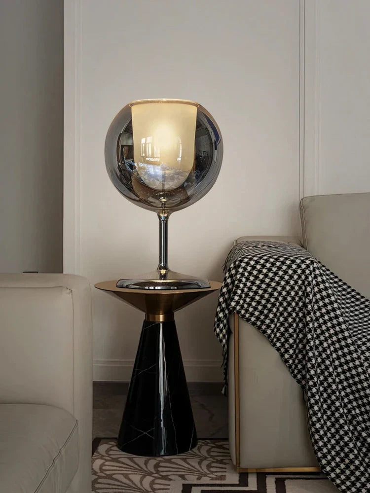 Gold Chrome Glass Table Lamp