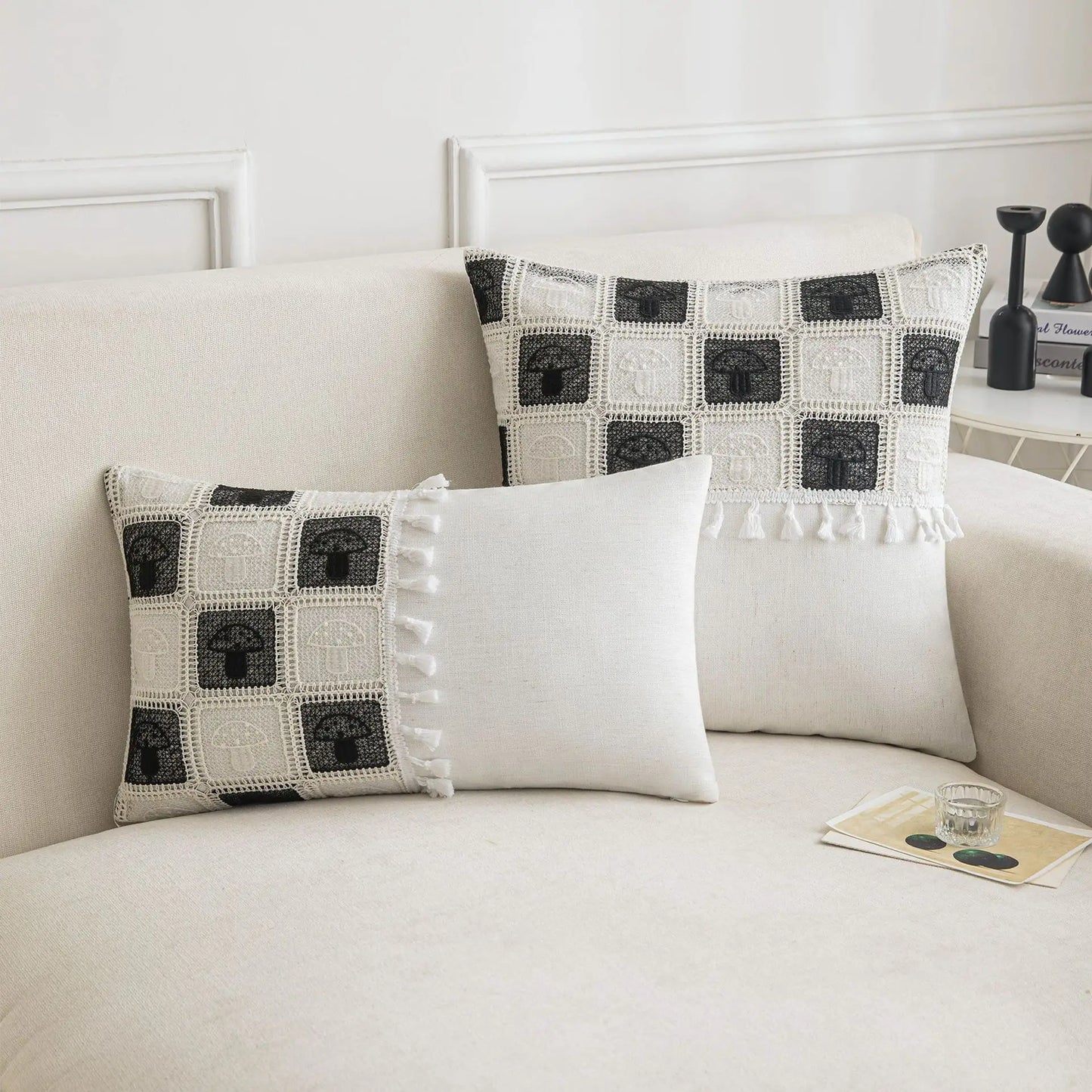 DecorBites™ Geometric Checker Cushion Cover: Nordic Style Decorative Throw Pillow Cover