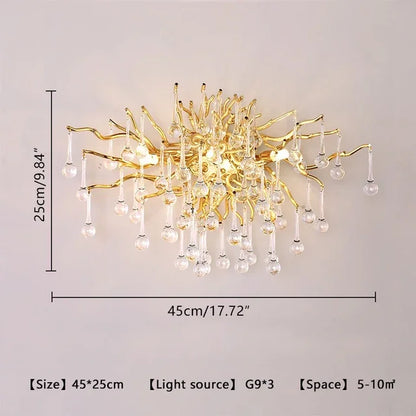 DecorBites™ Crystal Branch Chandelier LED Ceiling Light for Living Bedroom Décor