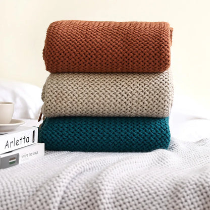 DecorBites™ Knitted Nordic Sofa Blanket - Soft Wool Blend Bed End Towel for Hotel Bedroom Decor