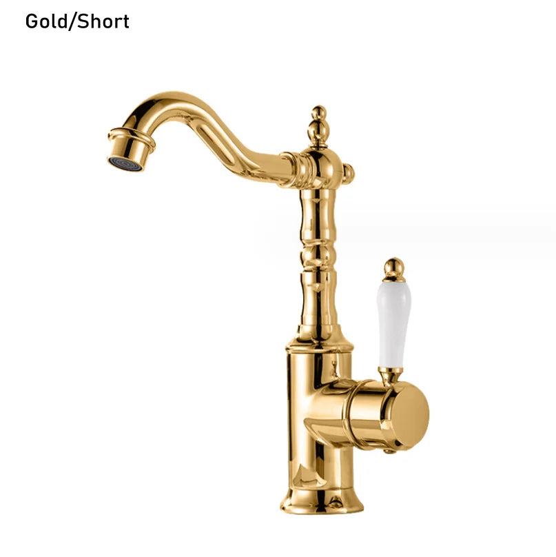 DecorBites™ Gold Luxury Kitchen Faucet for Household Sink, Hot and Cold Water Mixer