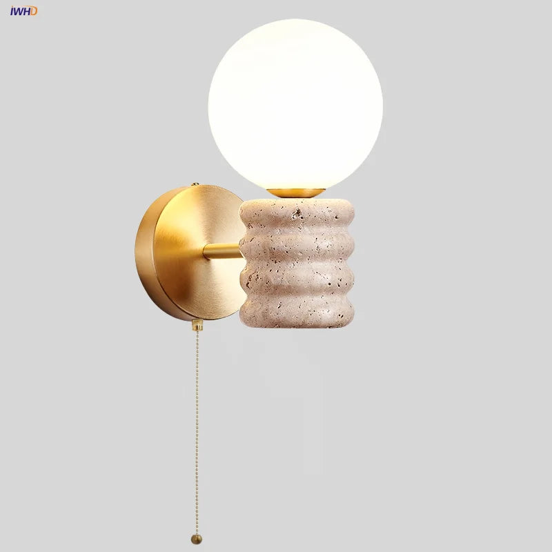 White Glass Wall Lamp Japanese Style Foyer
