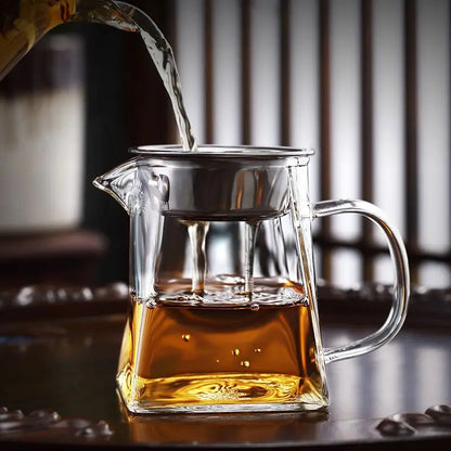 DecorBites™ Glass Fair Cup, Kung Fu Tea Set, Heat Resistant Borosilicate Teapot Dispenser