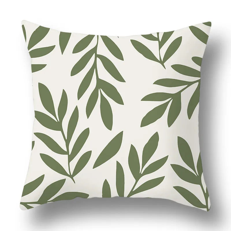 DecorBites™ Green Plants Geometric Print Pillow Cover - Home Sofa Cushion Cover