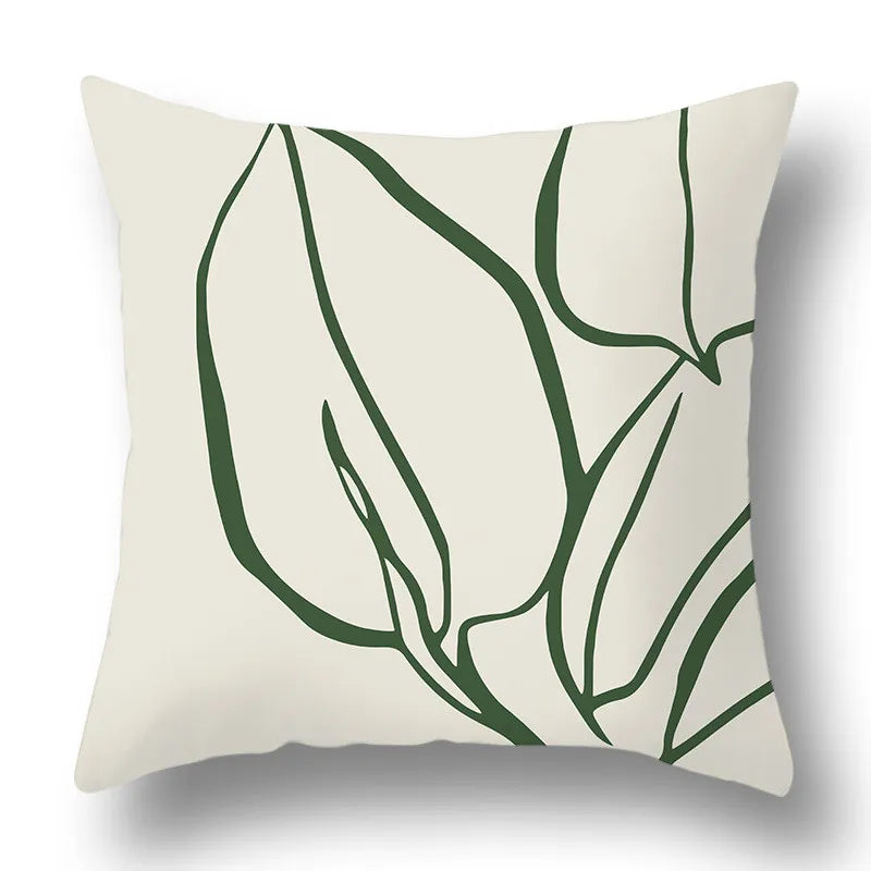DecorBites™ Green Plants Geometric Print Pillow Cover - Home Sofa Cushion Cover