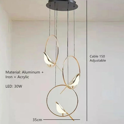 DecorBites™ Gold Magpie Bird Ceiling Chandelier: Modern Home Interior Lighting for Living Dining Kitchen