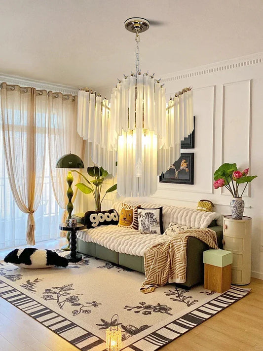 DecorBites™ Crystal Glass Chandelier Elegant Luxury Vintage Hanglamp French Lamparas