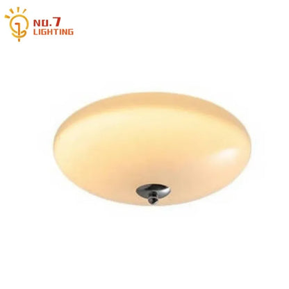 DecorBites™ Cream Glass Round Ceiling Lights | Modern LED Indoor Lighting | Bedroom Study Balcony Lighting