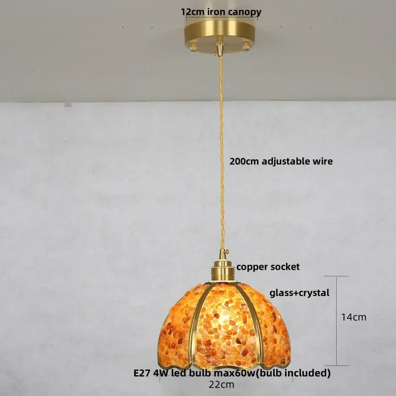 DecorBites™ Copper Walnut LED Pendant Lamp Crystal Glass Hanging Light