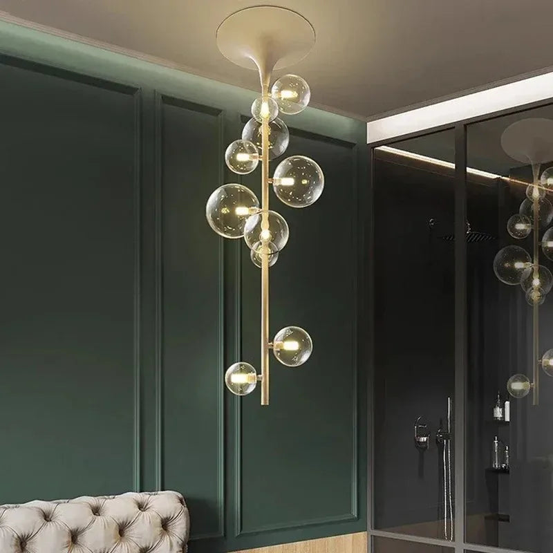 Clear Glass Bubble Chandelier 10-Head Design