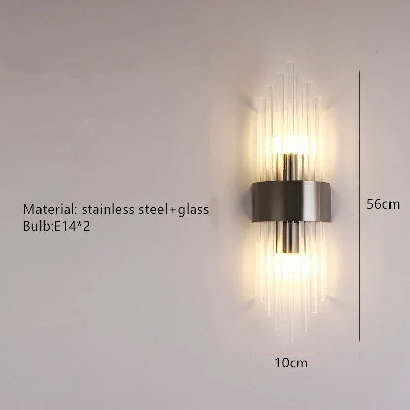 DecorBites™ Clear Crystal LED Wall Lamp Stainless Steel Sconces