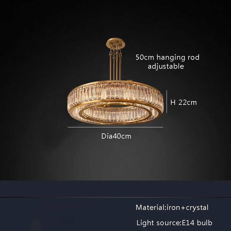 DecorBites™ Gold Crystal Ceiling Chandelier LED Light Fixture for Luxury Home Decor