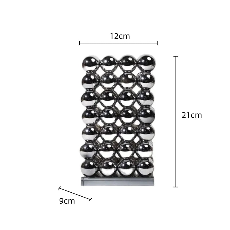 DecorBites™ Geometric Crystal Ball Silver Ball Glass Vase, Home Decoration Accessories