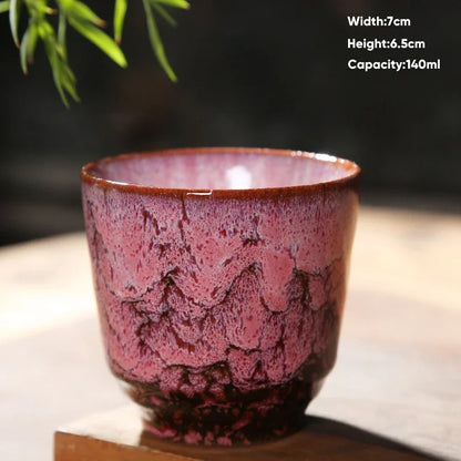DecorBites™ Japanese Kiln Transformation Ceramic Tea Cup Espresso Coffee Mug Pottery Kung Fu Teacup