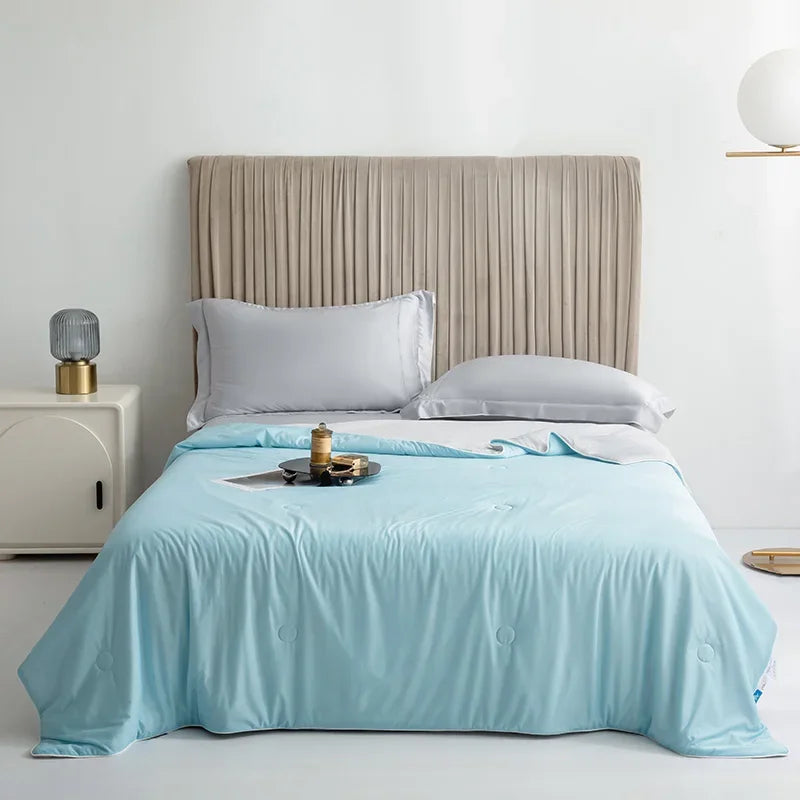 DecorBites™ Double-Sided Cooling Queen Quilt: Silky Smooth Summer Comforter
