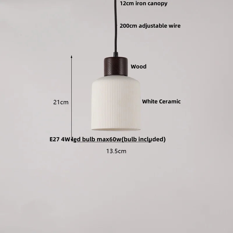 DecorBites™ Japan Style Wood LED Pendant Light Fixture Clear Glass Adjustable Hanging Lamp