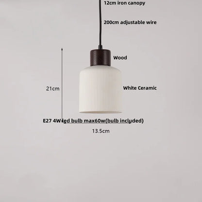 DecorBites™ Japan Style Wood LED Pendant Light Fixture Clear Glass Adjustable Hanging Lamp