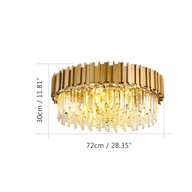Gold Round Crystal Chandelier 72cm Hanging