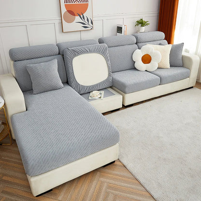 DecorBites™ Jacquard L Sofa Seat Cover Protector: Stretchable, Washable, Thick Slipcovers
