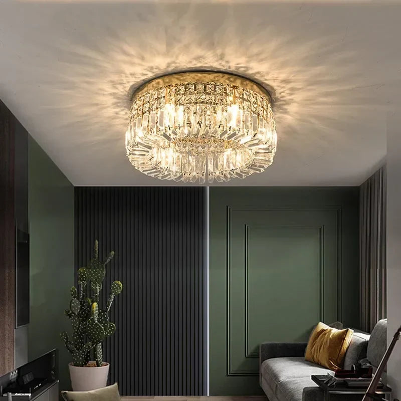 DecorBites™ Crystal Gold LED Ring Ceiling Light - Modern Luxury Home Lighting