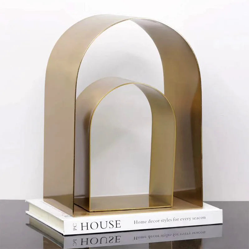 DecorBites™ Golden Arches Metal Sculpture Room Decoration Geometric Handicraft Figurine