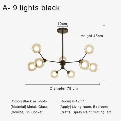 DecorBites™ Glass Ball Pendant Chandelier for Living Room Bedroom Dining Room