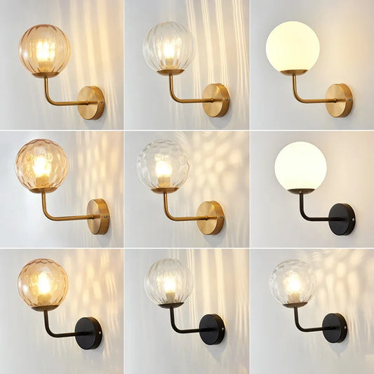 DecorBites™ Glass Ball LED Wall Lamp: Gold Nordic Minimalist Sconces Lighting Bedroom Decor Fixtures