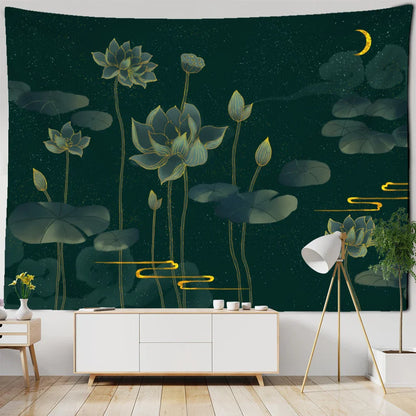 DecorBites™ Koi Lotus Ink Tapestry Wall Hanging - Bohemian Aesthetics Home Decor