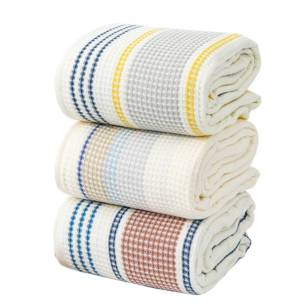 Waffle Stripe Cotton Towel Set
