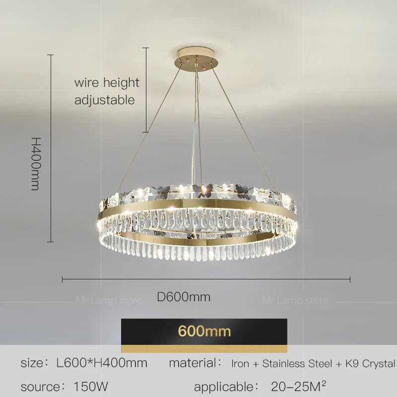 DecorBites™ Crystal Butterfly Living Room Lamp: Luxury Postmodern Dining Room Lighting