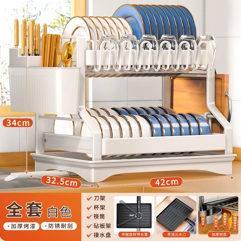 DecorBites™ Kitchen Dish Drainer & Storage Rack - Countertop Organizer for Dinnerware