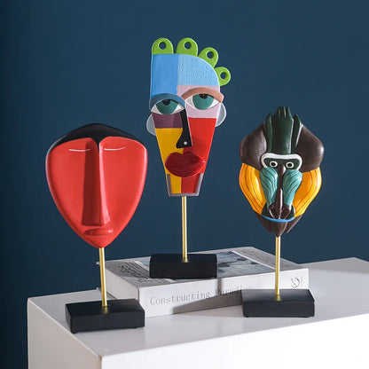 DecorBites™ African Abstract Face Monkey Sculpture for Modern Home Decor