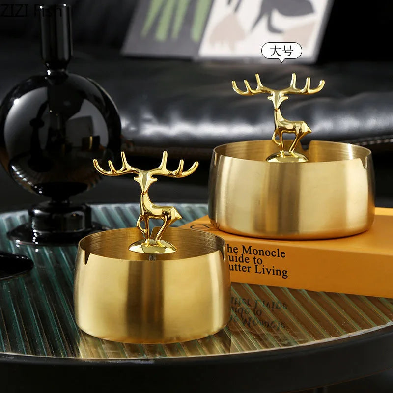 Gold Deer Steel Ashtray