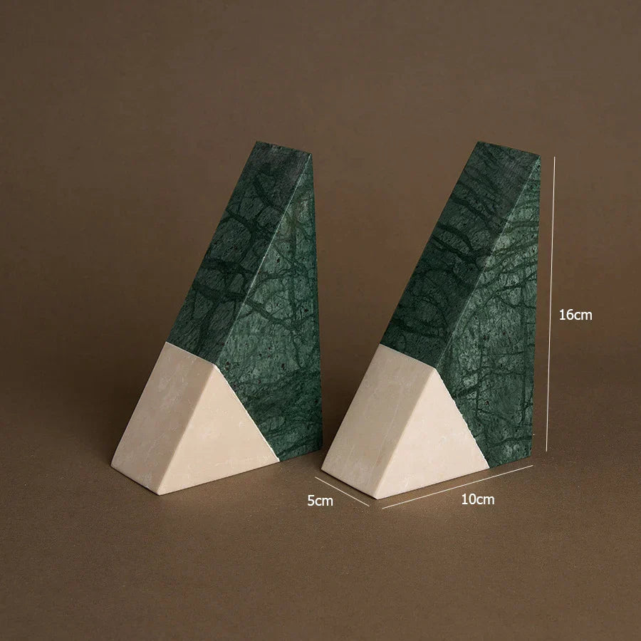 DecorBites™ Green Marble Bookends Retro Travertine Holder Home Decor
