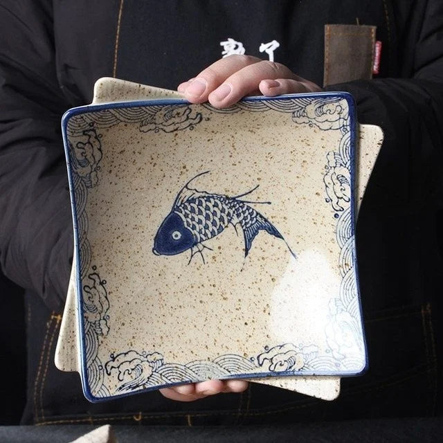 Fish Print Ceramic Plates