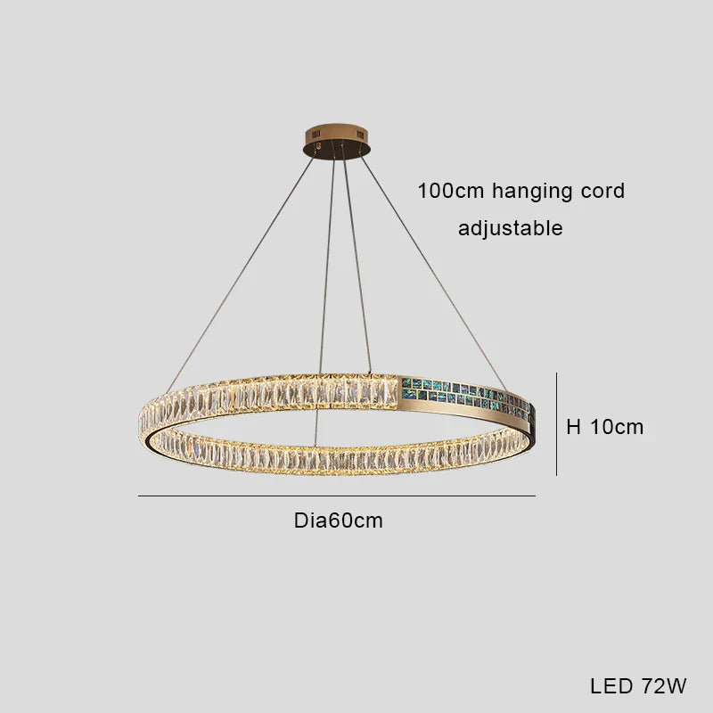 DecorBites™ Crystal Ring Ceiling Chandelier | Stainless Steel | Luxury Home Decor