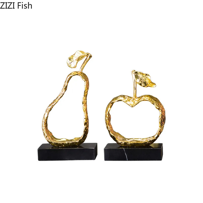 DecorBites™ Fruit Shaped Metal Crafts Apple/pear Hollow Out Sculpture Modern Home Decor