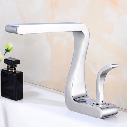 Luxury White Gold Bathroom Mixer Tap Brass Wash Basin Faucet Hot and Cold Water Sink Retro Faucet  Single Hole Faucet Bathroom
