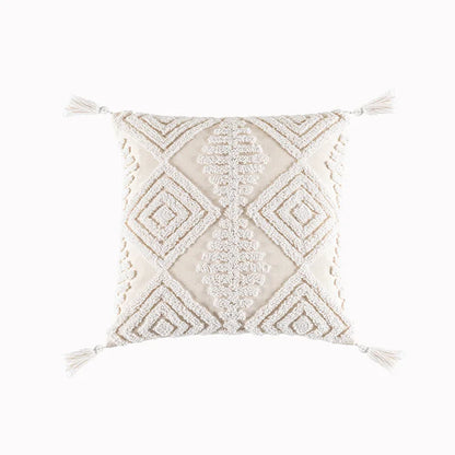 DecorBites™ Geometric Embroidery Cushion Cover with Tassel, Home Decor Pillowcase, Various Sizes
