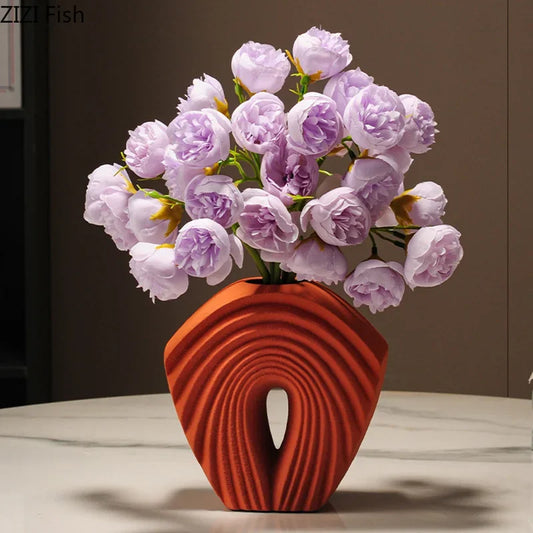 DecorBites™ Geometric Ceramic Vase Set for Modern Floral Arrangements