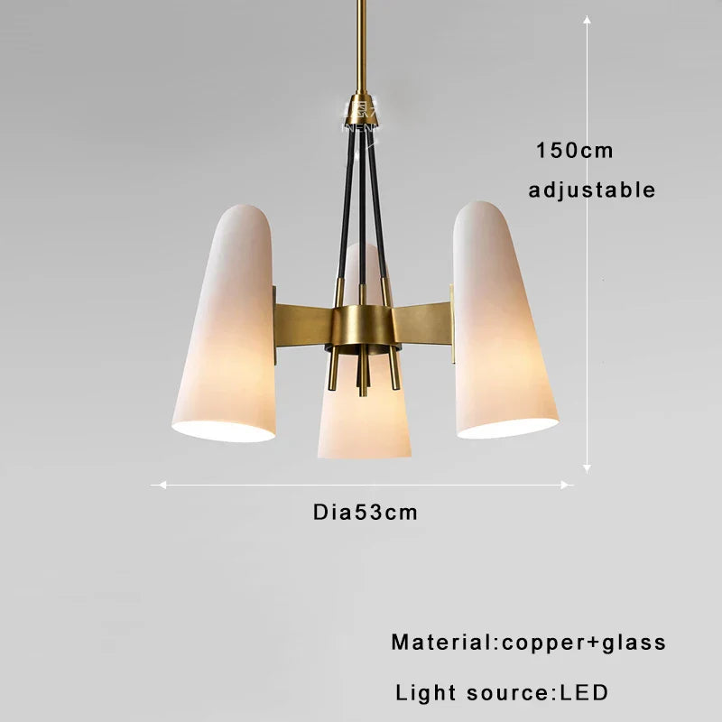 DecorBites™ Elegant White Glass Cup Chandeliers for Luxe Living Room
