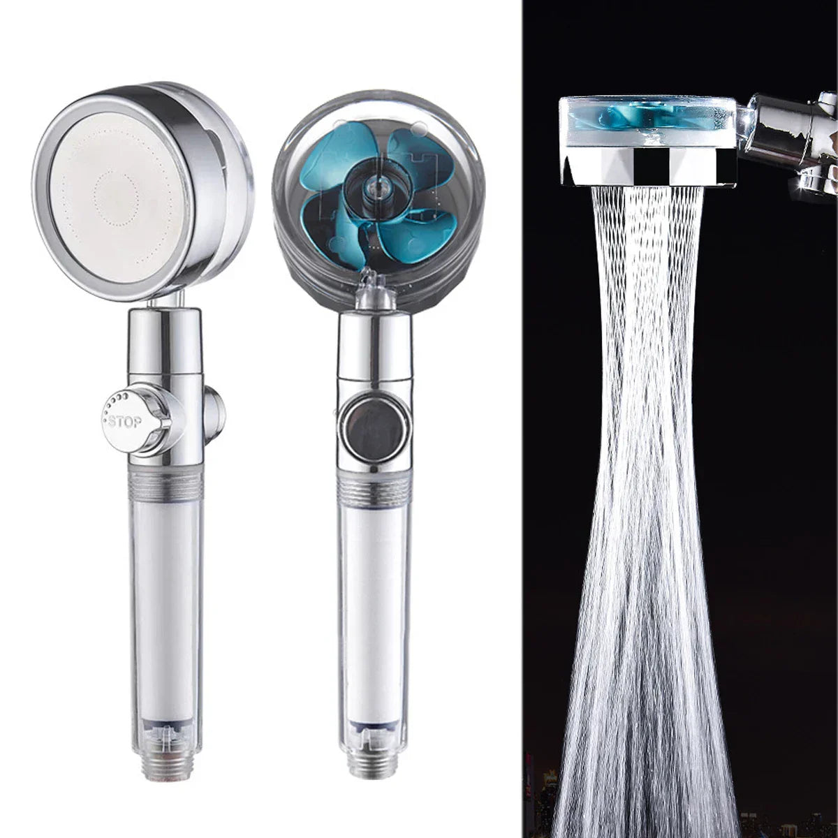Rotating Water-Saving Shower Head