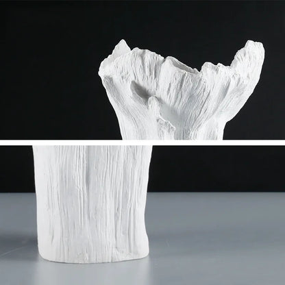 DecorBites™ Irregular Resin Vase Black White Flowers Handicraft Ornaments Home Decor