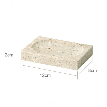 DecorBites™ Beige Travertine Marble Bathroom Accessories Set - Soap Dispenser, Soap Dish, Reed Diffuser
