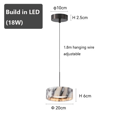 Black Natural Stone Round Pendant Light