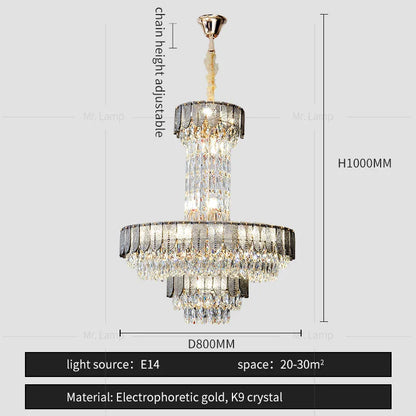 DecorBites™ Crystal Chandelier: Postmodern Multi-layer Luxury for Living Room, Hotel Lobby, and Villa