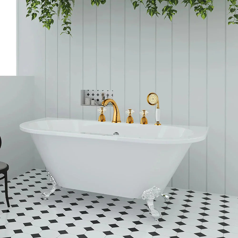 Gold Crystal Brass Faucet Set