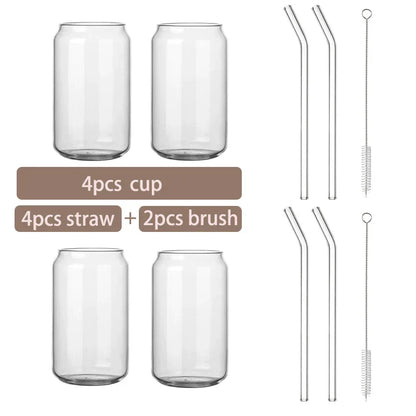 DecorBites™ Glass Cup Set with Bamboo Lid: Bubble Tea, Coffee, Wine, Milk Tea Mug.